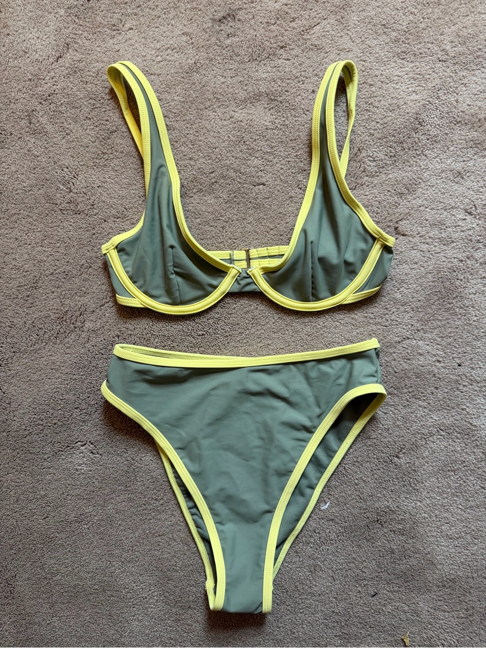 Salt + Cove Olive Green Bikini with Yellow Trim